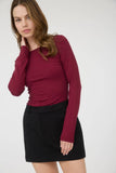 Boat Neck Long Sleeve Solid Knit Top
