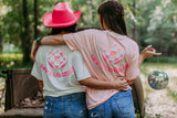 Cowgirl Hat Embroidery Tee - Pink