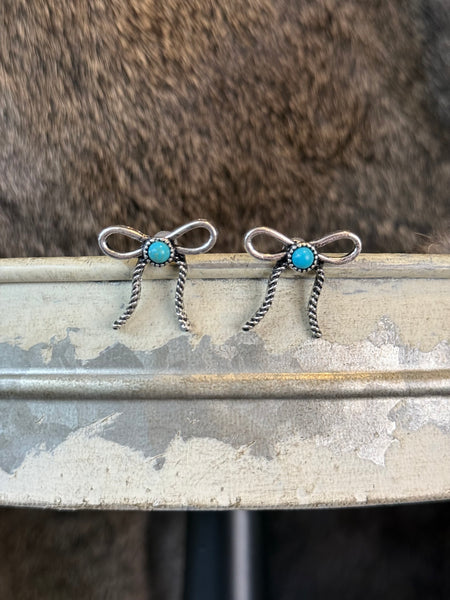 Coquette Bow Stone Stud Earrings