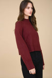 Mock Neck Long Sleeve Knit Cropped Sweater
