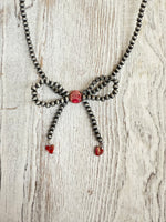 Red Ribbon Bow Necklace