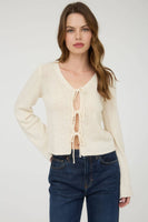 Multi Tie Front Long Sleeve Cardigan