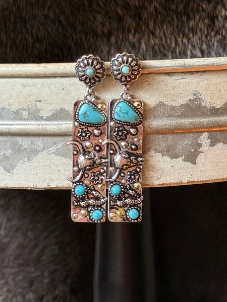 Western Rectangle Drop Earring