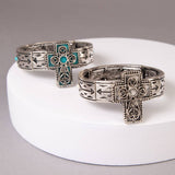 Western Scrolled Filigree Cross Stretch Bracelet