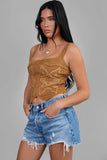 JESSIE Embroidered Western Suede Corset Bustier Top Vest
