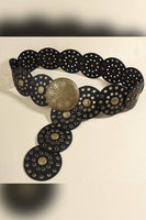 Round Panel Eyelet Western Belts