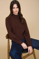 Mock Neck Long Sleeve Knit Cropped Sweater