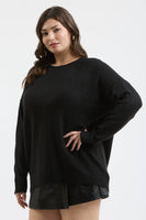 Plus Solid Crewneck Front Seam Sweater