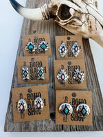 Western Hand Stone Aztec Post Earrings
