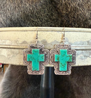 Large Cross Stone Earring