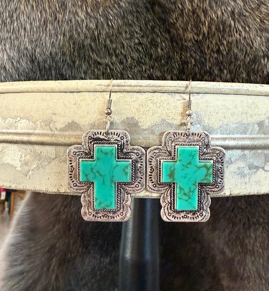 Large Cross Stone Earring