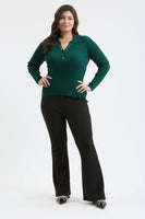 Plus Collard Gold Snap Long Sleeve