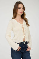 Multi Tie Front Long Sleeve Cardigan