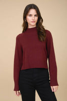 Mock Neck Long Sleeve Knit Cropped Sweater