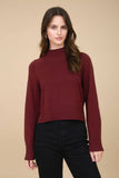 Mock Neck Long Sleeve Knit Cropped Sweater