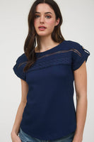 Short Sleeve Crinkle Knit Blouse