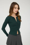 Ribbed Long Sleeve Button Known Knit Top