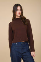 Mock Neck Long Sleeve Knit Cropped Sweater