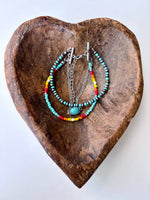 3 Layered Navajo Style Pearl Bead & Stone Concho Bracelet