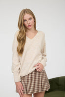 V Neck Long Sleeve Knit Sweater