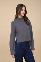 Mock Neck Long Sleeve Knit Cropped Sweater