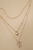 Multi Layer Bow/ Hear Charm Necklace