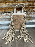 TR Floral Tooled Fringe Mini Tote/Crossbody