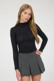 Stripe Floral Mock Neck Long Sleeve