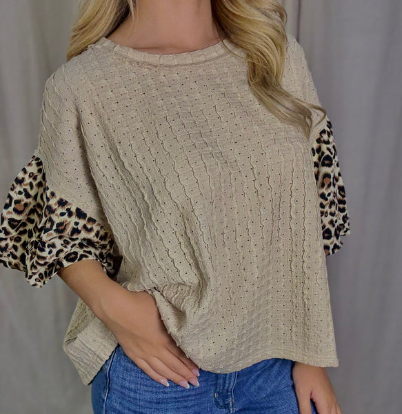 Knit Top w/ Leopard