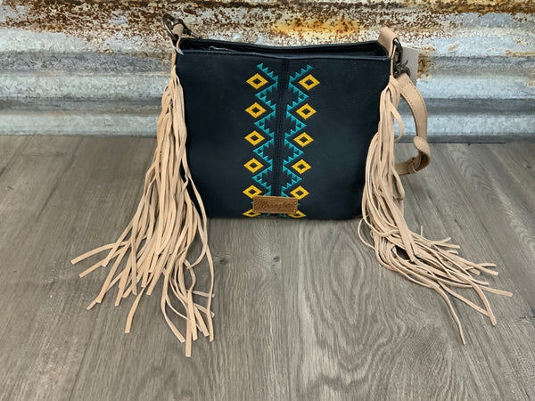 Wrangler Aztec Embroidered Fringe Crossbody