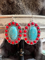 Turquoise & Red Earrings
