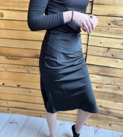 Satin Slit Midi Skirt