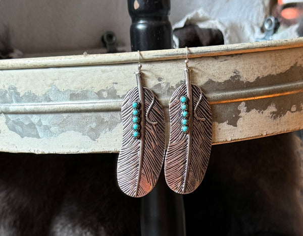 Stone Studded Feather Earring