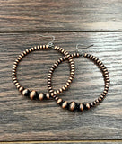 Copper Navajo Bead, 65mm Hoop Earrings