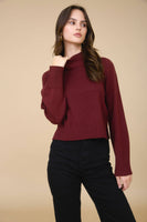 Mock Neck Long Sleeve Knit Cropped Sweater