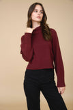 Mock Neck Long Sleeve Knit Cropped Sweater