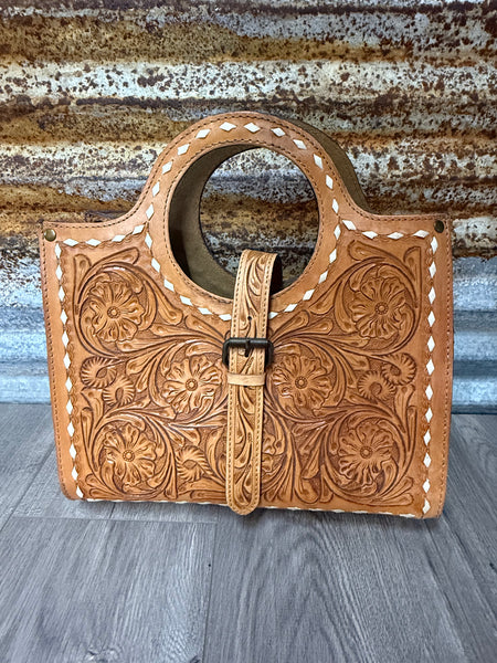 Tooled Handbag w/ Crossbody Strap