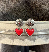 Stone Heart Drop Post Earring