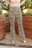 Leopard High Rise Raw Hem Flare Jeans 32in Inseam
