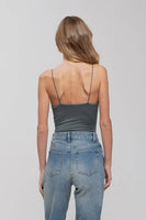 THIN STRAP SEAMLESS KNIT CAMI BODYSUIT