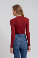 Mock Neck Long Sleeve Sweater Knit Top