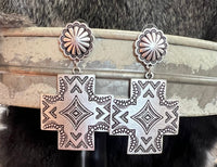Aztec Silver Post Earrings