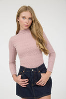 Stripe Floral Mock Neck Long Sleeve