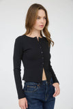 Ribbed Long Sleeve Button Known Knit Top