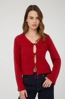 Multi Tie Front Long Sleeve Cardigan
