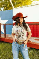 Red, White and Blue Bronc Bustin' USA Rodeo 1946 Graphic Tee