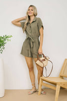 Collared Short Sleeve Romper