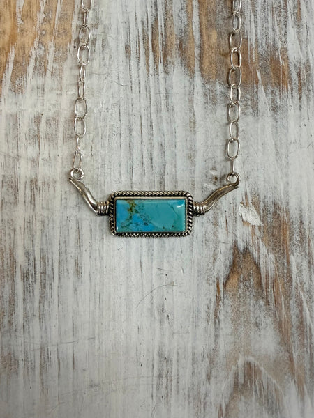Longhorn Turquoise Bar Necklace