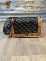 Black Tooled Crossbody