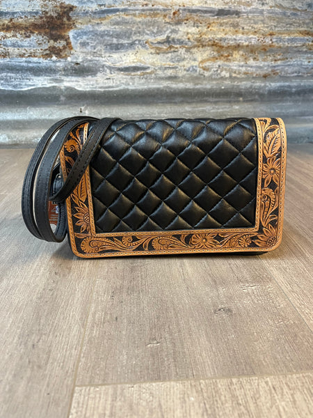 Black Tooled Crossbody